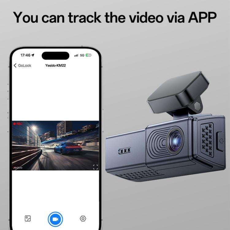 Yesido KM22 1K HD Dual Dash Camera Car Driving Recorder with 1.47 inch Screen(Black)