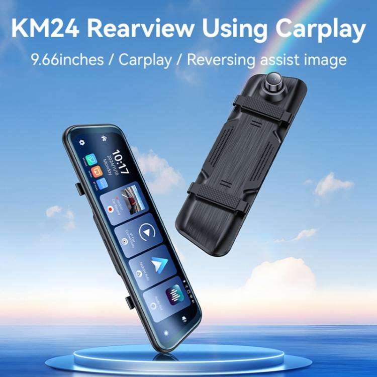 Yesido KM24 9.66 inch HD Image Reversing Assist CarPlay Streaming Rearview Mirror Dash Cam(Black)