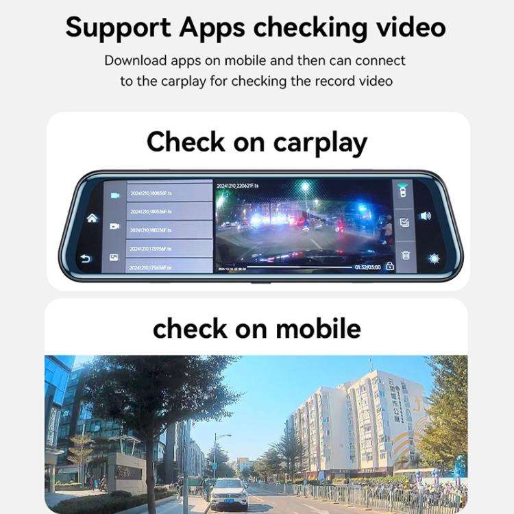 Yesido KM24 9.66 inch HD Image Reversing Assist CarPlay Streaming Rearview Mirror Dash Cam(Black)