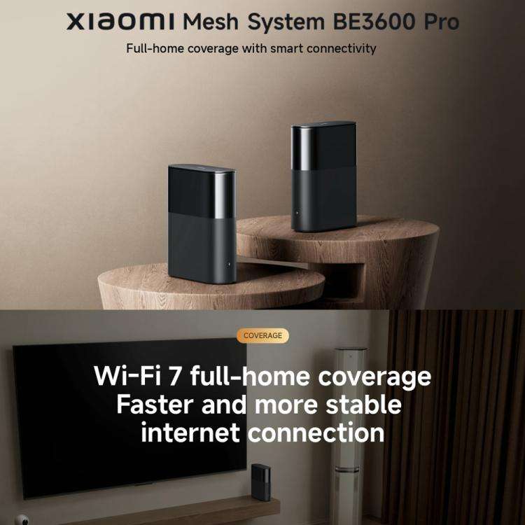 Xiaomi Whole Home Router BE3600 Pro WiFi 7 Bluetooth Mesh Gateway 2.5G Port Dual Band, US Plug(Grey)