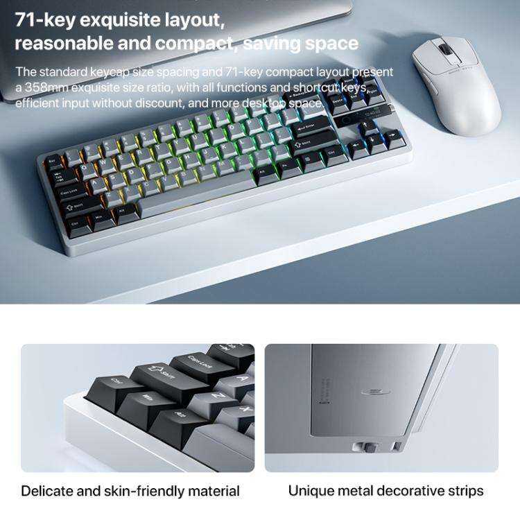 Xiaomi Mechanical Keyboard MK71 Pro Wired / 2.4G / Bluetooth Triple Mode Gaming Keyboard(Moon Rock)
