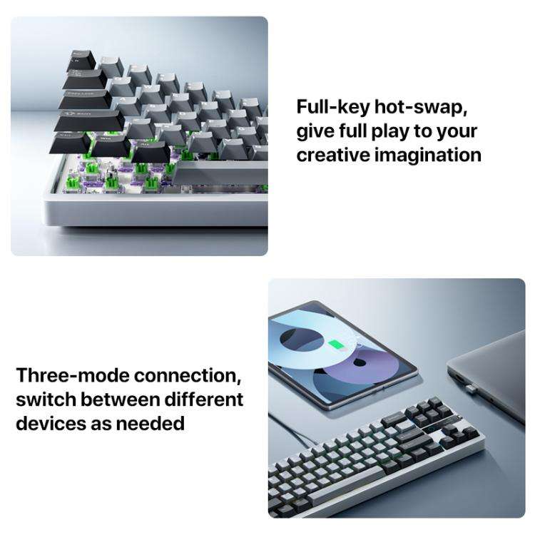Xiaomi Mechanical Keyboard MK71 Pro Wired / 2.4G / Bluetooth Triple Mode Gaming Keyboard(Moon Rock)