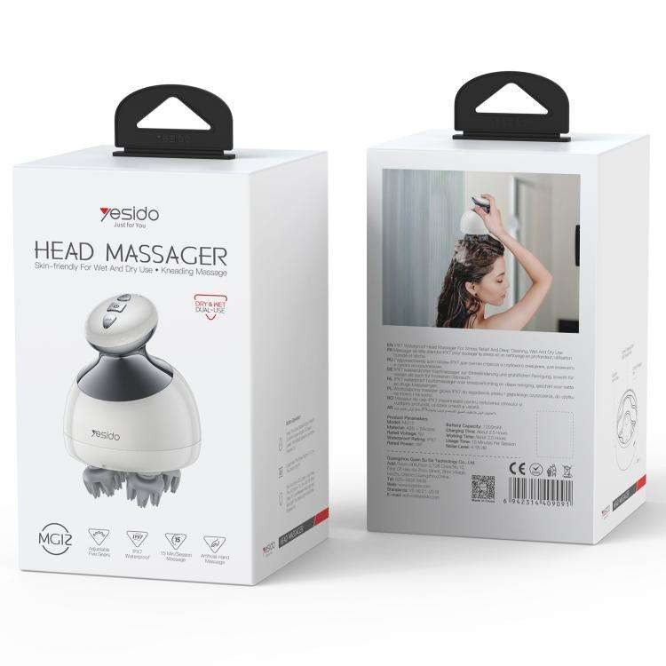 Yesido MG12 IPX7 Waterproof Intelligent Head Massager Care Instrument(White)