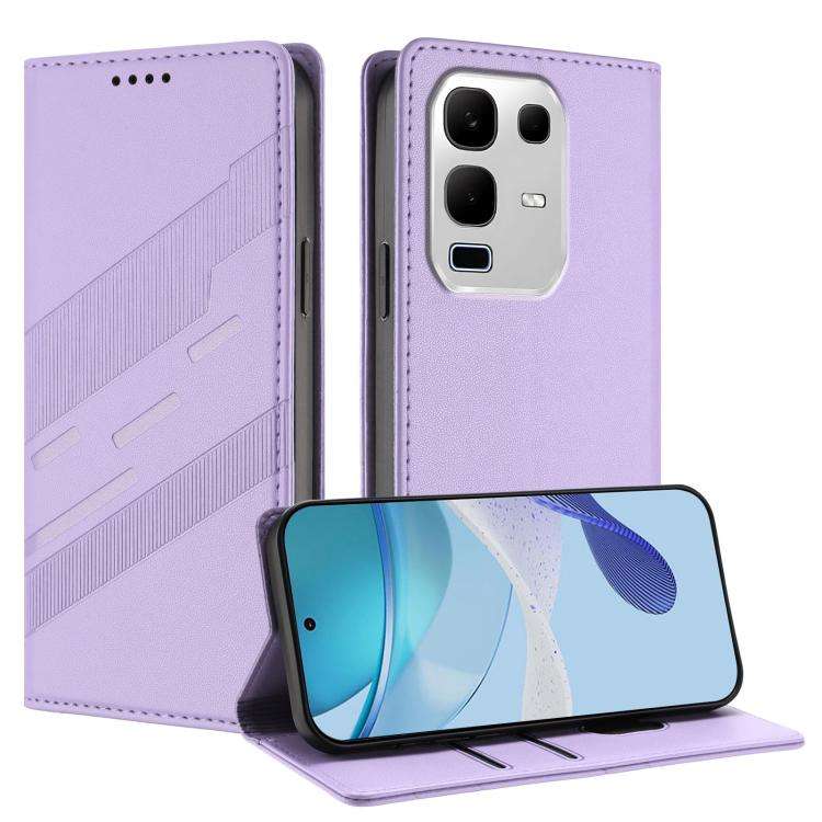 For Infinix Note 50s 5G Embossed Multi-functional Wallet Retro Leather Phone Case(Light Purple)