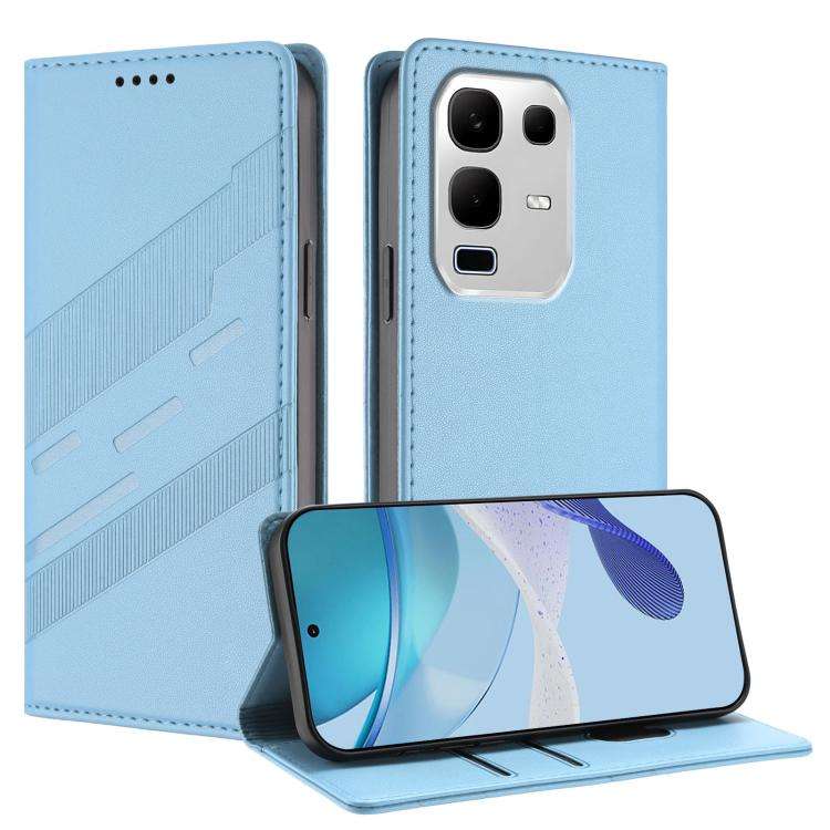 For Infinix Note 50s 5G Embossed Multi-functional Wallet Retro Leather Phone Case(Light Blue)