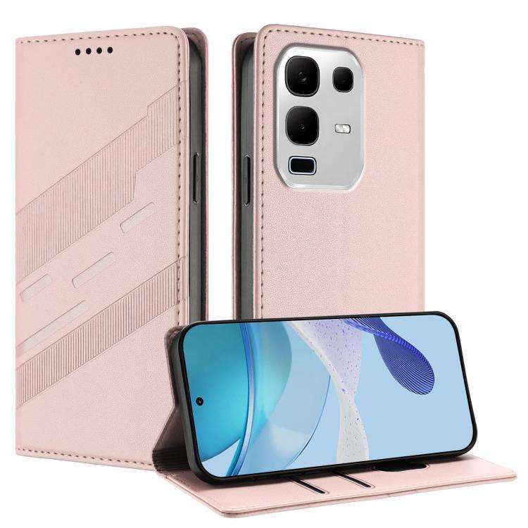 For Infinix Note 50x 5G Embossed Multi-functional Wallet Retro Leather Phone Case(Pink)