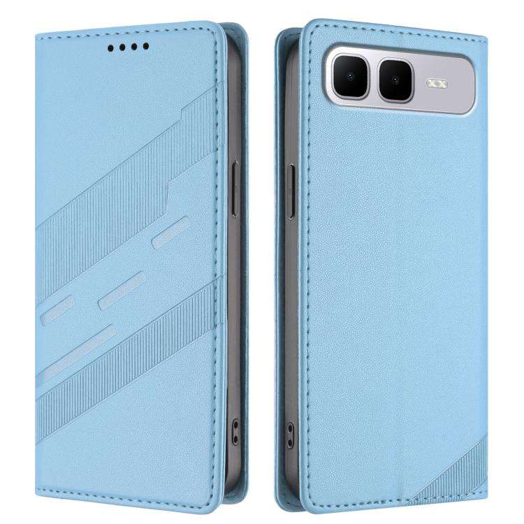 For Infinix Smart 10 Plus 4G Embossed Multi-functional Wallet Retro Leather Phone Case(Light Blue)