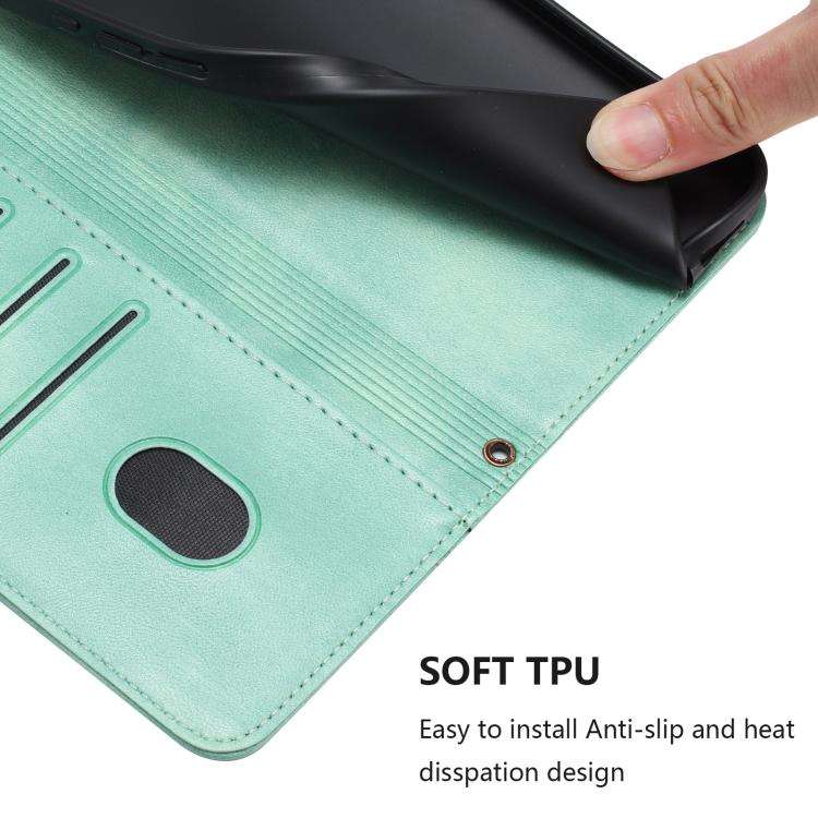 For Motorola Moto E40 / E30 / E20 Line Splicing Buckle Retro Leather Phone Case(Mint)