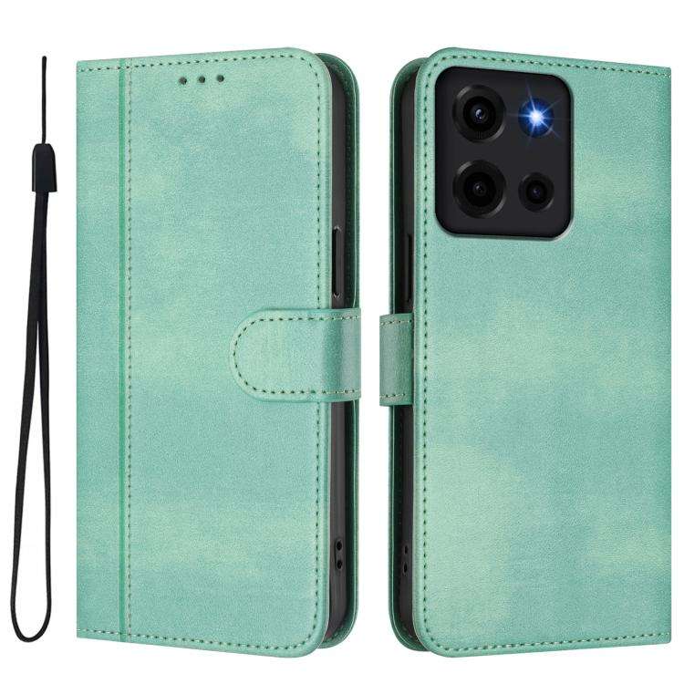 For Motorola Moto G 5G 2025 Line Splicing Buckle Retro Leather Phone Case(Mint)
