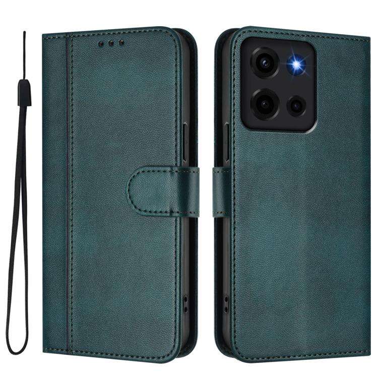 For Motorola Moto G 5G 2025 Line Splicing Buckle Retro Leather Phone Case(Dark Green)