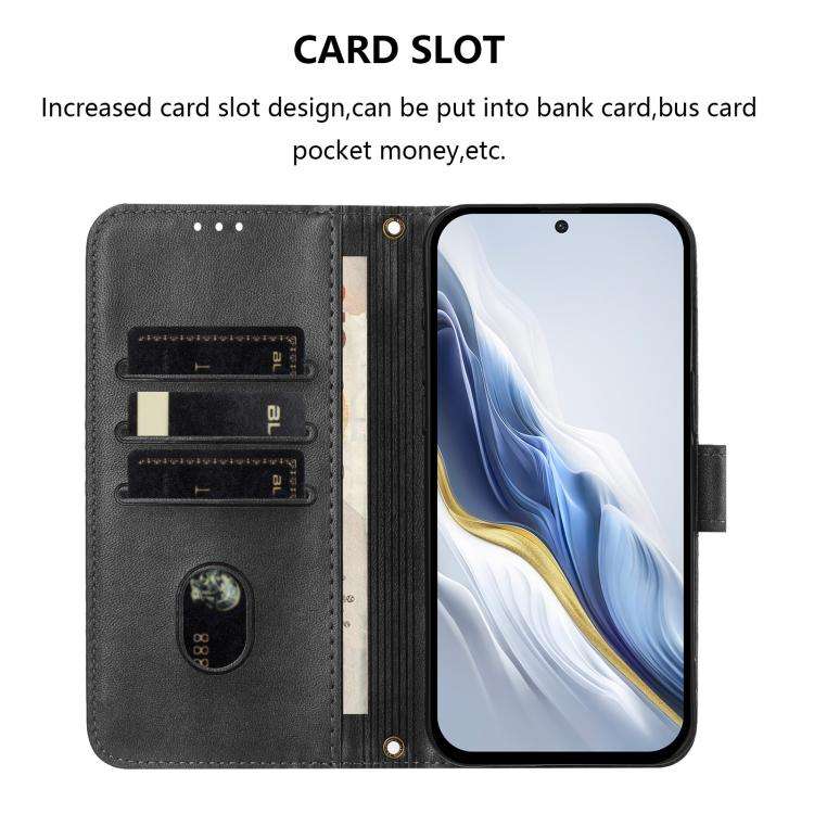 For Motorola Moto G Play 2023 / G Pure 2021 Line Splicing Buckle Retro Leather Phone Case(Black)