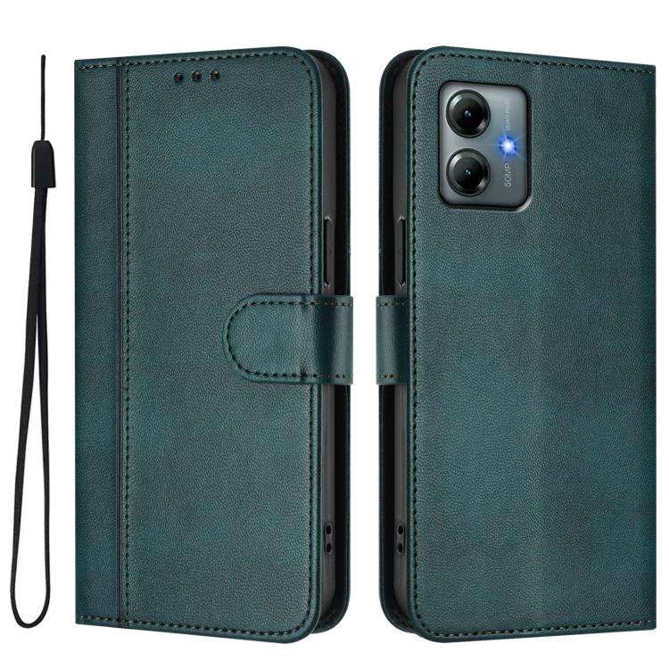 For Motorola Moto G Play 2025 / G Power 2025 Line Splicing Buckle Retro Leather Phone Case(Dark G...