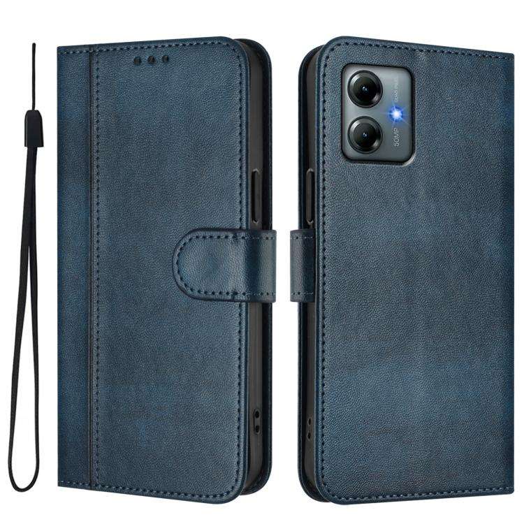 For Motorola Moto G Play 2025 / G Power 2025 Line Splicing Buckle Retro Leather Phone Case(Dark B...