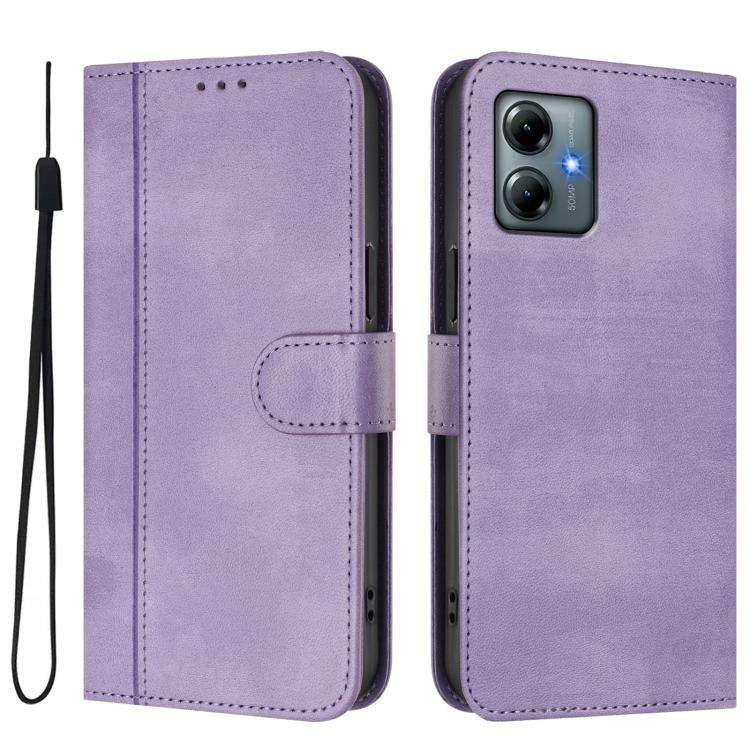 For Motorola Moto G Play 2025 / G Power 2025 Line Splicing Buckle Retro Leather Phone Case(Purple)