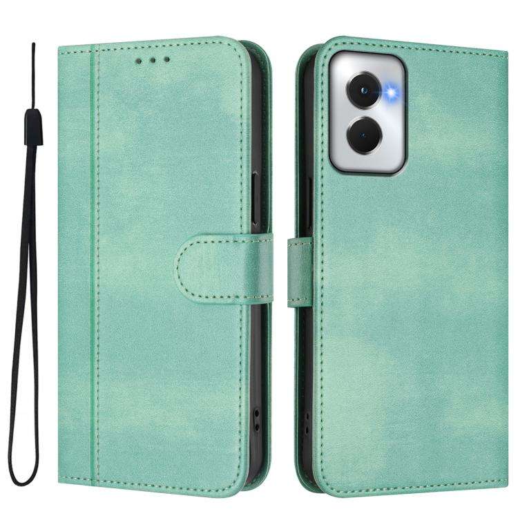 For Motorola Moto G Power 5G 2024 Line Splicing Buckle Retro Leather Phone Case(Mint)