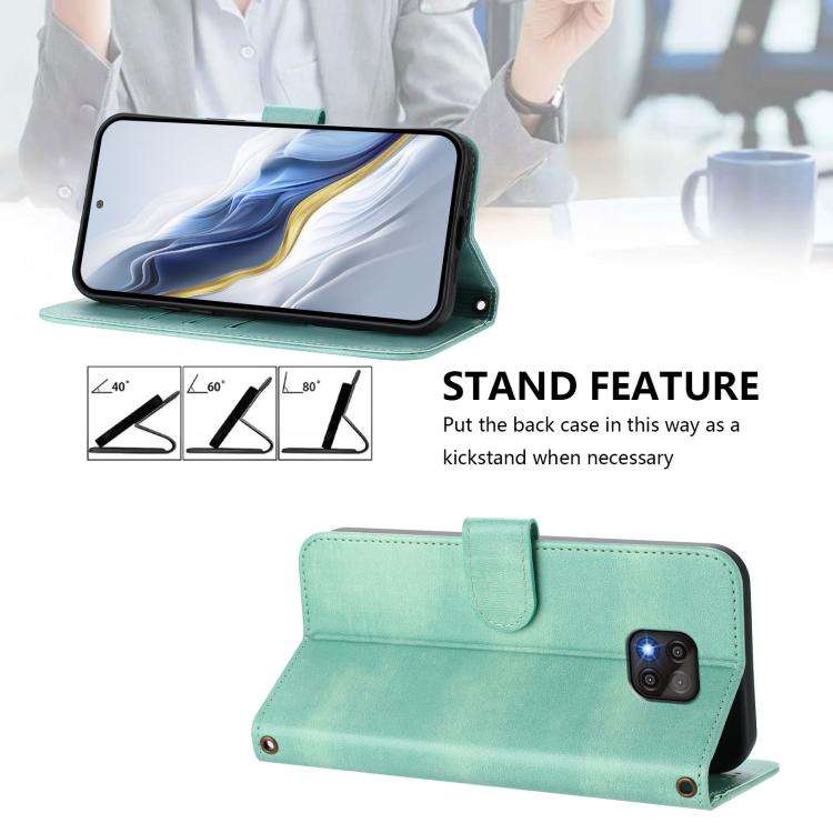 For Motorola Moto G Power 2021 Line Splicing Buckle Retro Leather Phone Case(Mint)