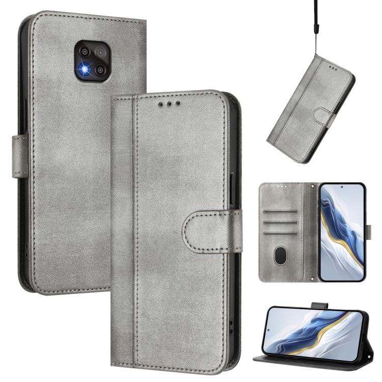 For Motorola Moto G Power 2021 Line Splicing Buckle Retro Leather Phone Case(Grey)