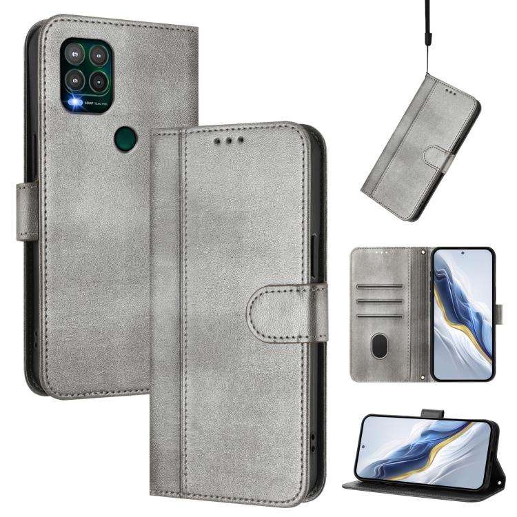 For Motorola Moto G Stylus 5G 2021 Line Splicing Buckle Retro Leather Phone Case(Grey)