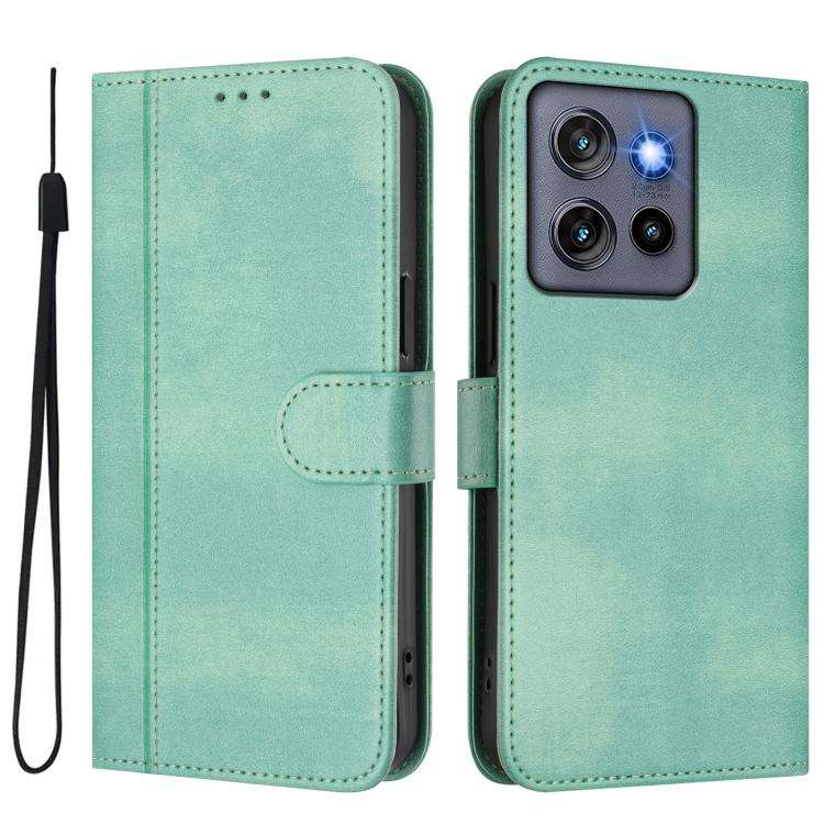 For Motorola Moto G Stylus 5G 2025 Global Line Splicing Buckle Retro Leather Phone Case(Mint)