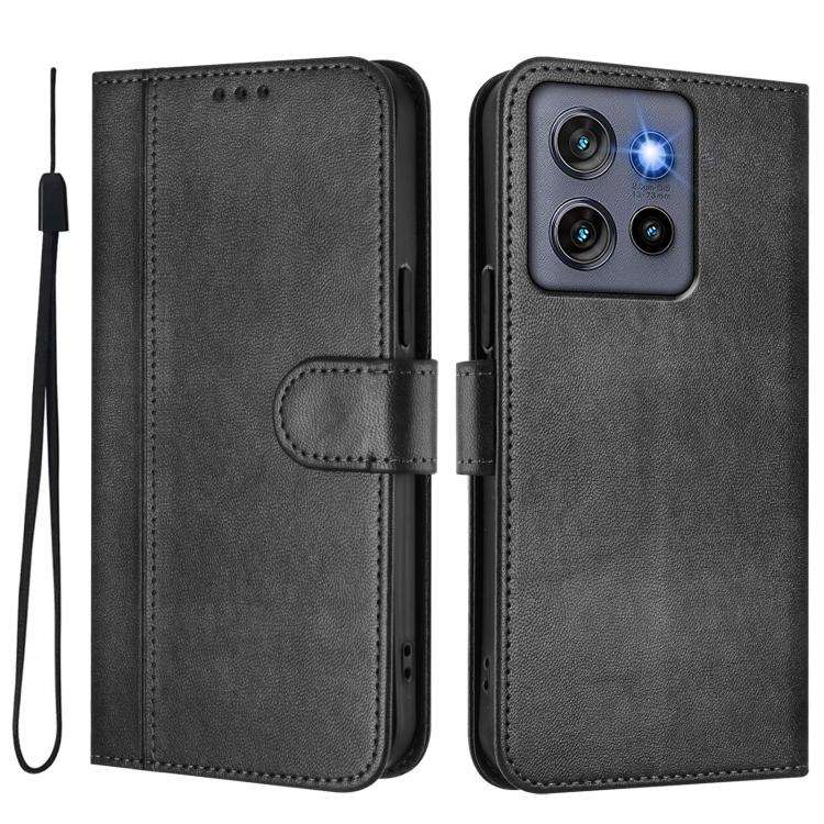 For Motorola Moto G Stylus 5G 2025 Global Line Splicing Buckle Retro Leather Phone Case(Black)