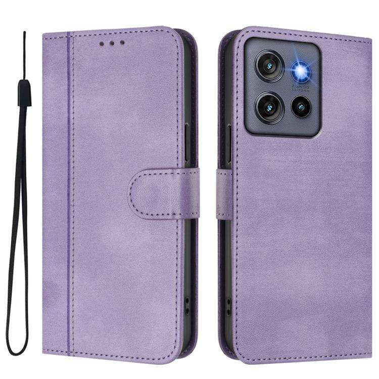 For Motorola Moto G Stylus 5G 2025 Global Line Splicing Buckle Retro Leather Phone Case(Purple)
