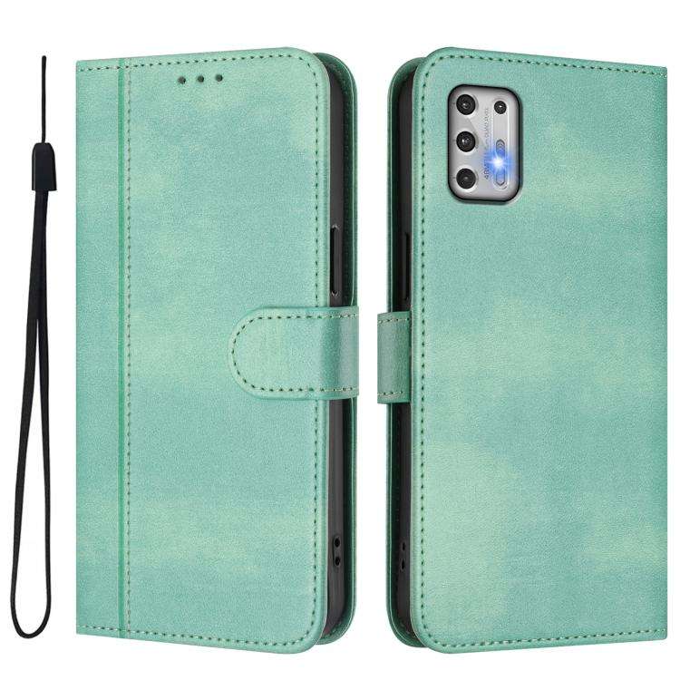 For Motorola Moto G Stylus 4G 2021 Line Splicing Buckle Retro Leather Phone Case(Mint)