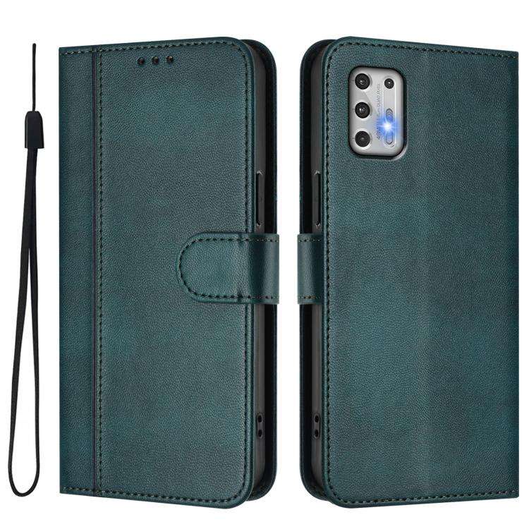 For Motorola Moto G Stylus 4G 2021 Line Splicing Buckle Retro Leather Phone Case(Dark Green)
