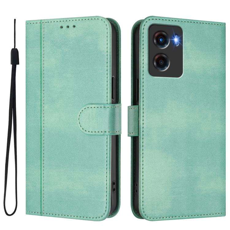 For Motorola Moto G05 / E15 Line Splicing Buckle Retro Leather Phone Case(Mint)