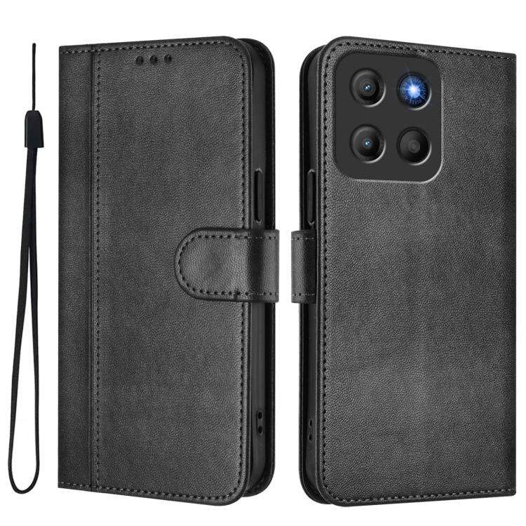 For Motorola Moto G15 / G15 Power Line Splicing Buckle Retro Leather Phone Case(Black)