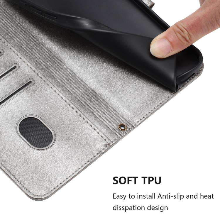 For Motorola Moto G30 / G20 / G10 Line Splicing Buckle Retro Leather Phone Case(Grey)