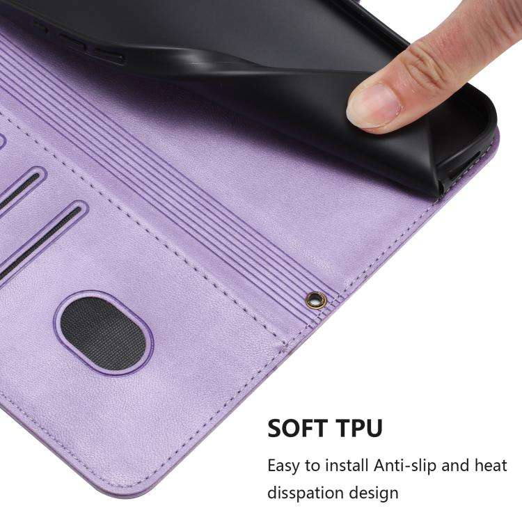 For Motorola Moto G30 / G20 / G10 Line Splicing Buckle Retro Leather Phone Case(Purple)