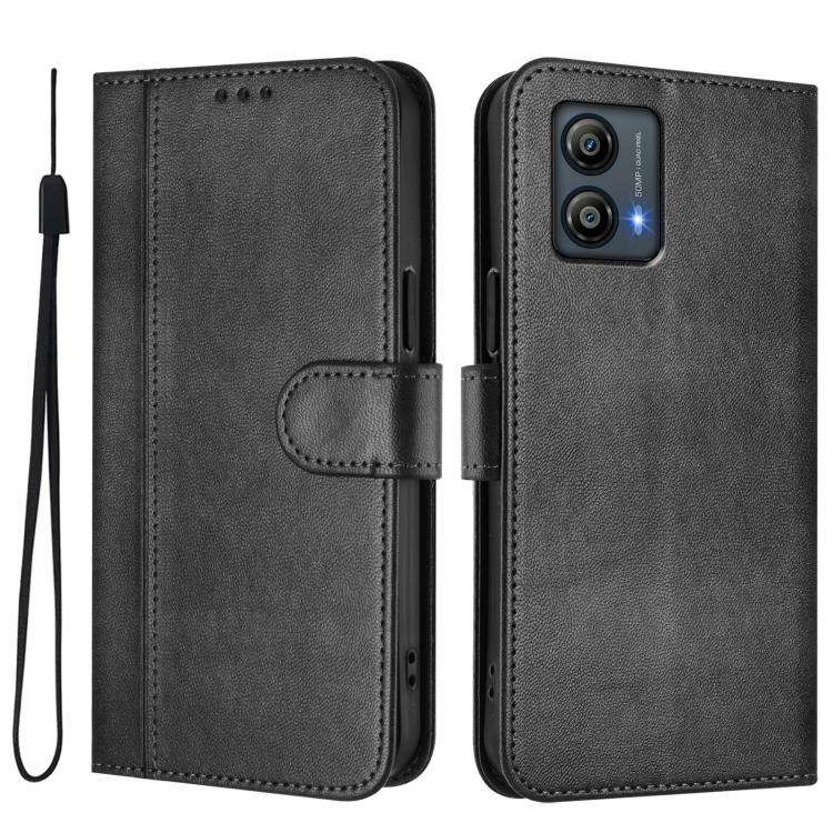 For Motorola Moto G53 5G / G13 4G / G23 4G Line Splicing Buckle Retro Leather Phone Case(Black)