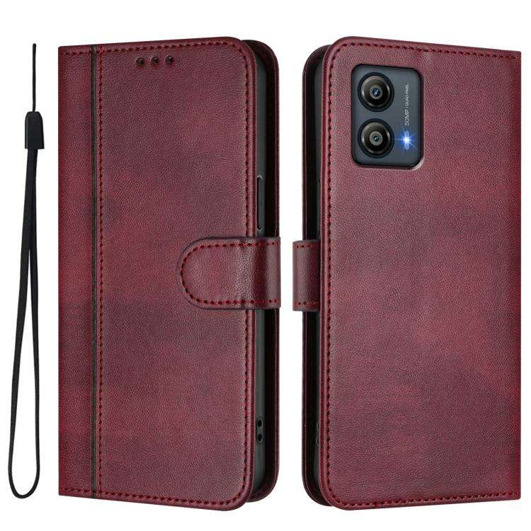 For Motorola Moto G53 5G / G13 4G / G23 4G Line Splicing Buckle Retro Leather Phone Case(Wine Red)