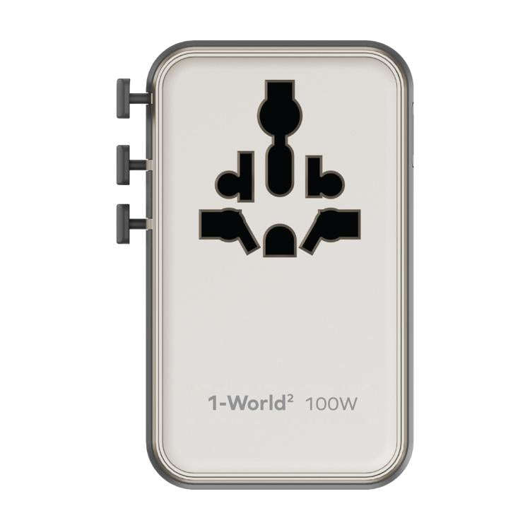 MOMAX UA23 1-World 2 4-Port Mini Universal Travel GaN Charger 100W with Dual AC(Titanium)