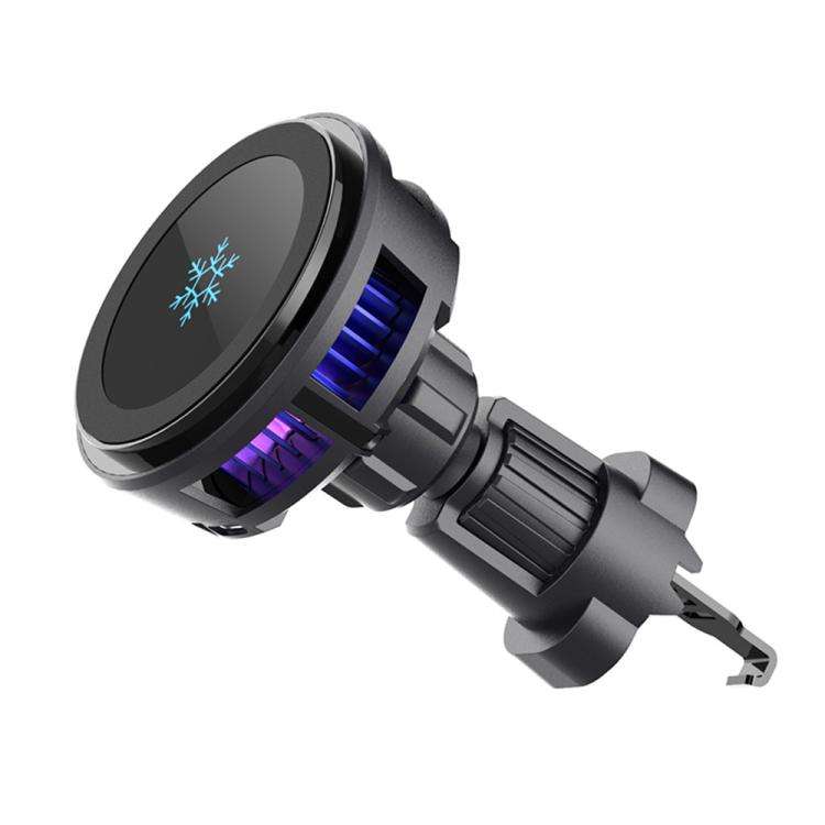 Q7 RGB Semiconductor Heat Dissipation 15W Car Wireless Charger Phone Holder(Black)
