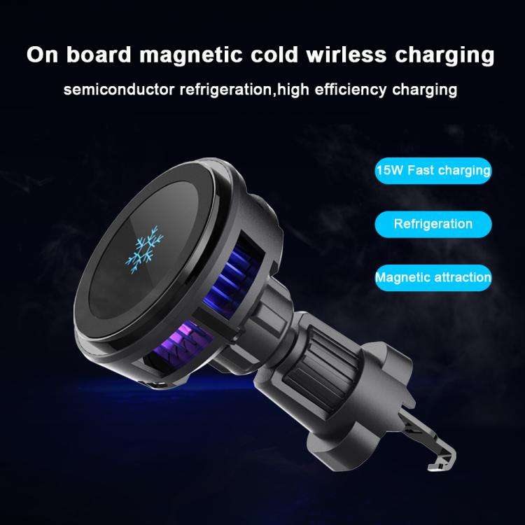 Q7 RGB Semiconductor Heat Dissipation 15W Car Wireless Charger Phone Holder(Black)