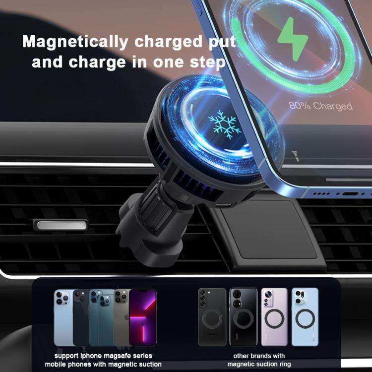 Q7 RGB Semiconductor Heat Dissipation 15W Car Wireless Charger Phone Holder(Black)