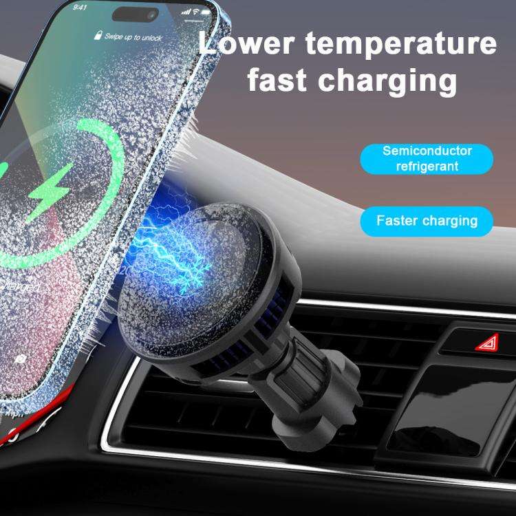 Q7 RGB Semiconductor Heat Dissipation 15W Car Wireless Charger Phone Holder(Black)