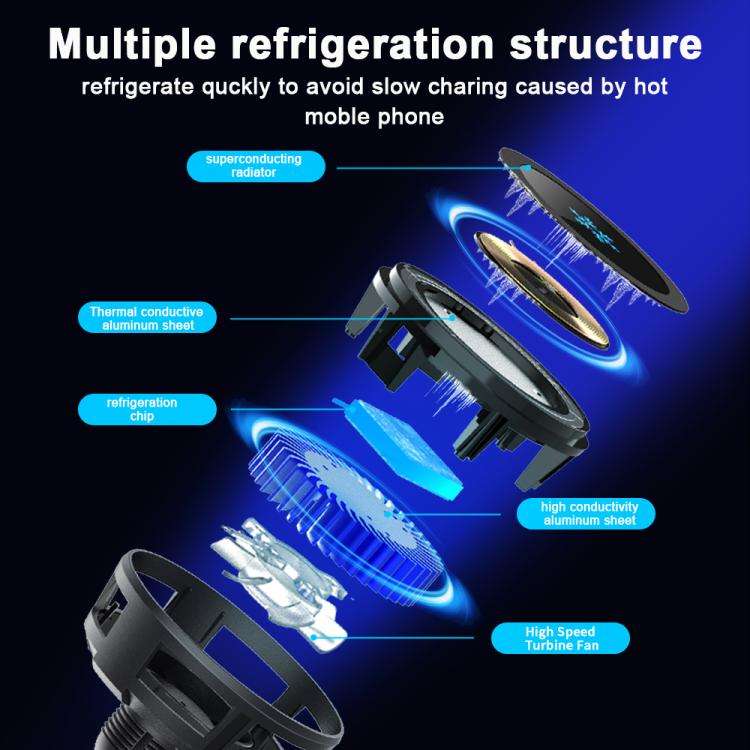 Q7 RGB Semiconductor Heat Dissipation 15W Car Wireless Charger Phone Holder(Black)