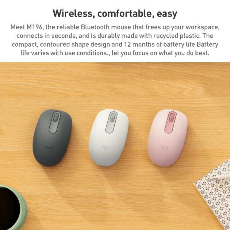 Logitech M196 1000DPI Bluetooth Wireless Mouse(White)
