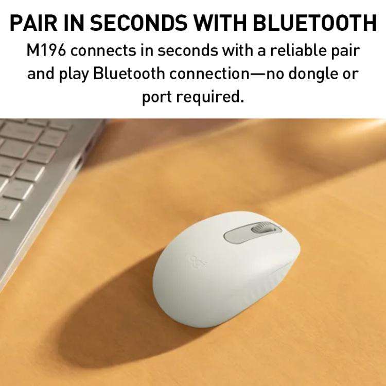 Logitech M196 1000DPI Bluetooth Wireless Mouse(White)