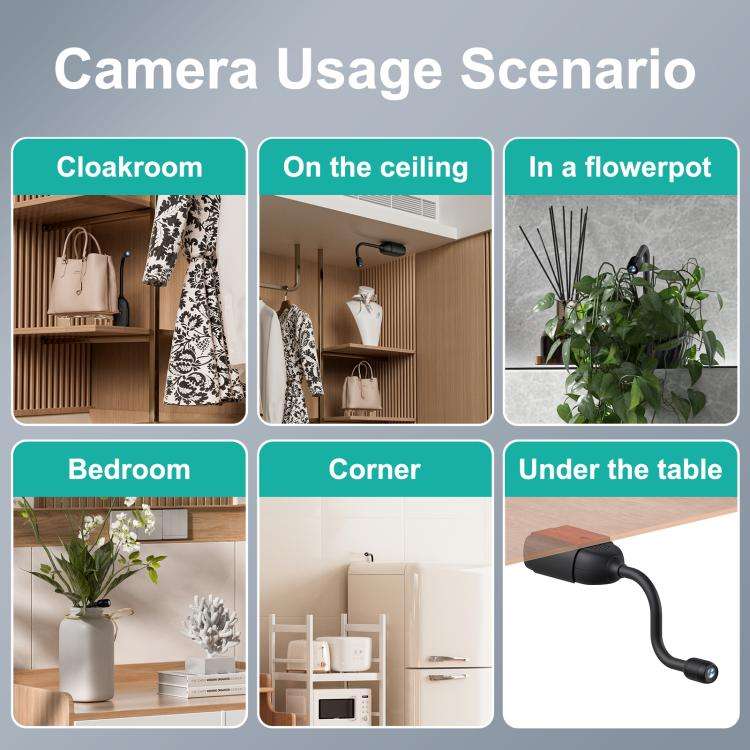 QJ700 1080P HD WiFi Panoramic 360-degree Snake Tube Camera, Support Motion Detection(Black)
