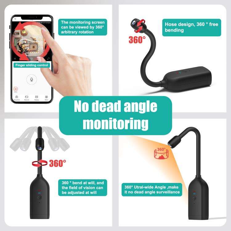 QJ700 1080P HD WiFi Panoramic 360-degree Snake Tube Camera, Support Motion Detection(Black)