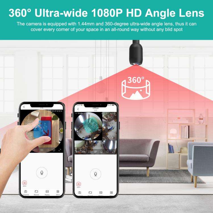 QJ700 1080P HD WiFi Panoramic 360-degree Snake Tube Camera, Support Motion Detection(Black)