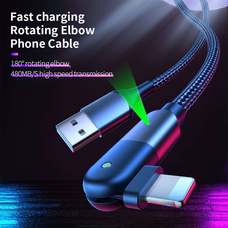 FXCL-WY09 2.4A USB to 8 Pin 180 Degree Rotating Elbow Charging Cable, Length:1.2m(Red)