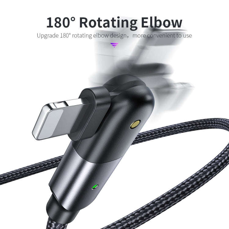 FXCL-WY09 2.4A USB to 8 Pin 180 Degree Rotating Elbow Charging Cable, Length:1.2m(Red)