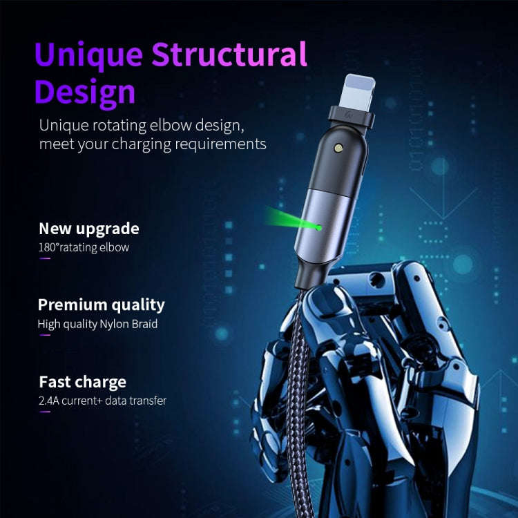 FXCL-WY09 2.4A USB to 8 Pin 180 Degree Rotating Elbow Charging Cable, Length:1.2m(Red)