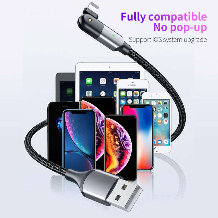 FXCL-WYA0G 2.4A USB to 8 Pin 180 Degree Rotating Elbow Charging Cable, Length:2m(Grey)