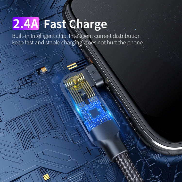 FXCL-WYA0G 2.4A USB to 8 Pin 180 Degree Rotating Elbow Charging Cable, Length:2m(Grey)