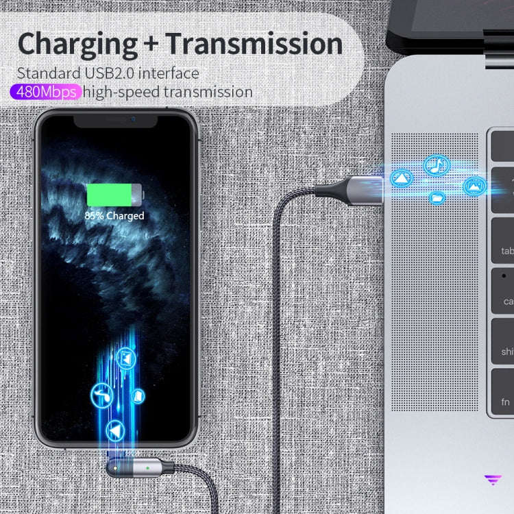 FXCL-WYA0G 2.4A USB to 8 Pin 180 Degree Rotating Elbow Charging Cable, Length:2m(Grey)